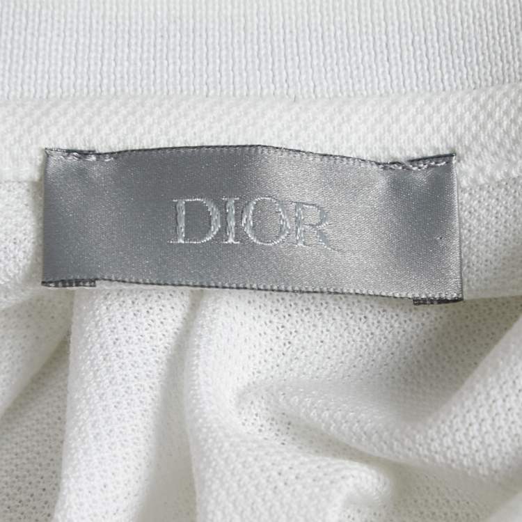 Pre Owned Dior X Jordan White Cotton Pique Logo Embroidered Polo T-Shirt XS