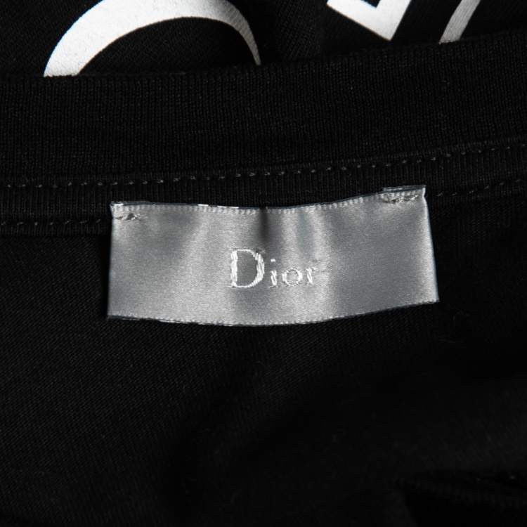 Pre Owned Dior Black Cotton Logo Atelier Print Crewneck T-Shirt XS
