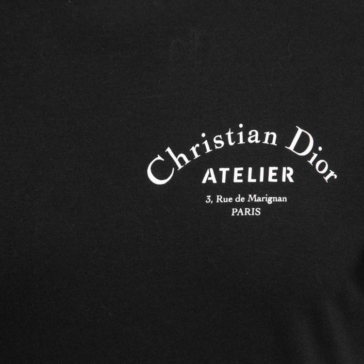Pre Owned Dior Black Cotton Logo Atelier Print Crewneck T-Shirt XS
