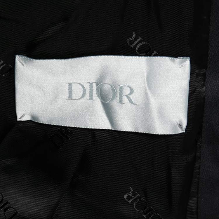 Pre Owned Dior Black Gabardine Monogram Trim Detail Zip-Up Jacket XL
