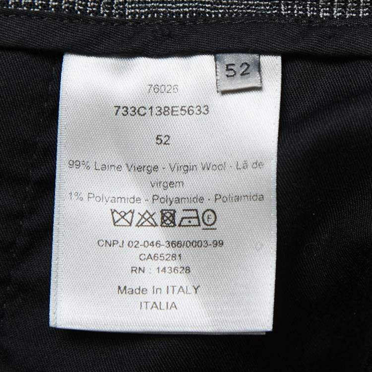 Pre Owned Dior Grey Checked Patterned Wool Jogger Pants L