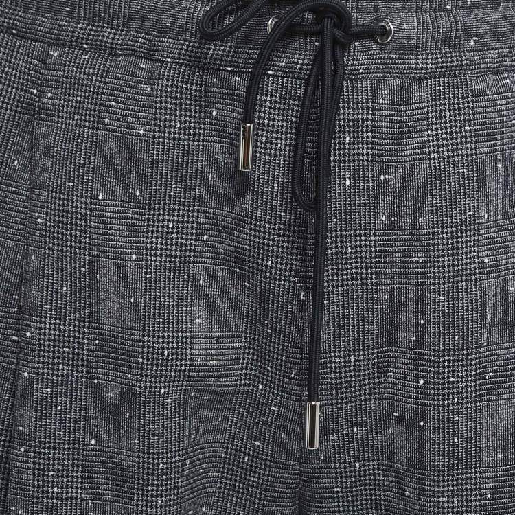 Pre Owned Dior Grey Checked Patterned Wool Jogger Pants L