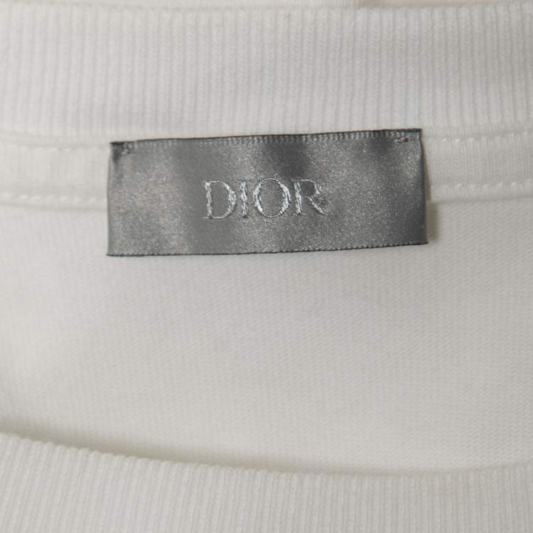 Pre Owned Dior X Jordan White Cotton Logo Embroidered T-Shirt S