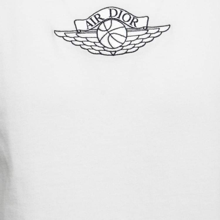 Pre Owned Dior X Jordan White Cotton Logo Embroidered T-Shirt S