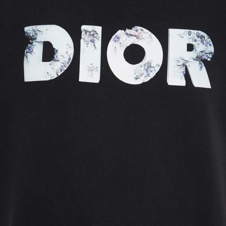 Pre Owned Dior X Daniel Arsham Black Cotton Eroded Logo T-Shirt L
