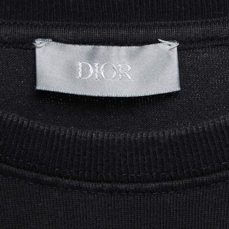 Pre Owned Dior X Daniel Arsham Black Cotton Eroded Logo T-Shirt L