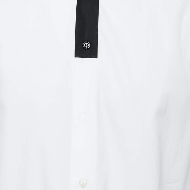 Pre Owned Dior Homme White Cotton Bee Embroidered Contrast Collar Shirt L