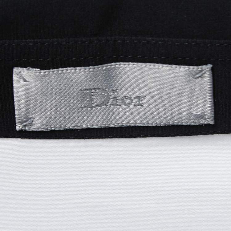 Pre Owned Dior Homme White Cotton Bee Embroidered Contrast Collar Shirt L