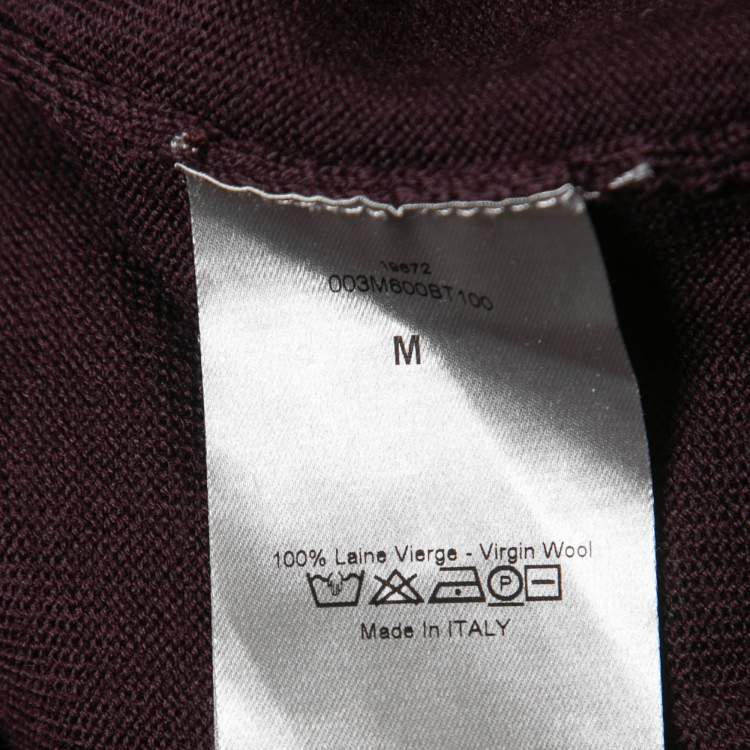Pre Owned Dior Homme Plum Purple Wool V-Neck Jumper M