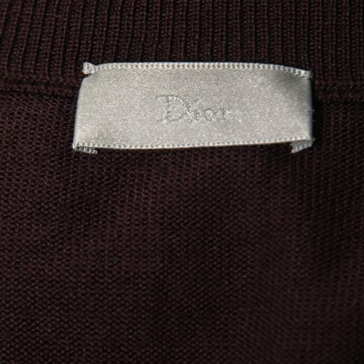 Pre Owned Dior Homme Plum Purple Wool V-Neck Jumper M