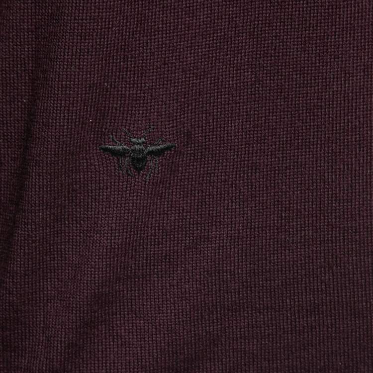 Pre Owned Dior Homme Plum Purple Wool V-Neck Jumper M