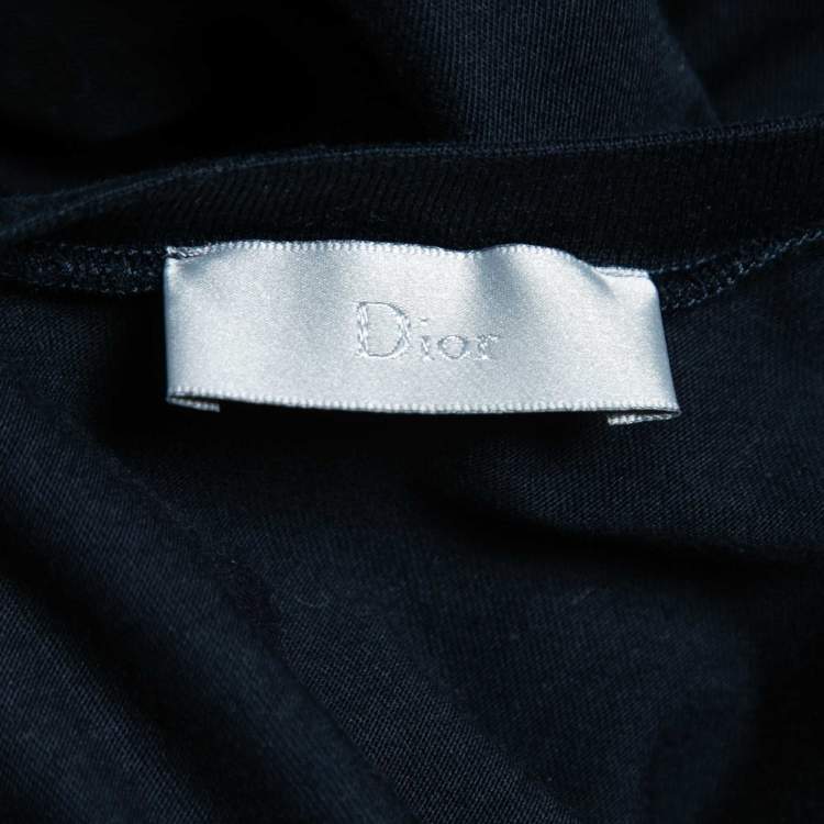 Pre Owned Dior Homme Navy Blue Cotton Bee Embroidered T-Shirt L