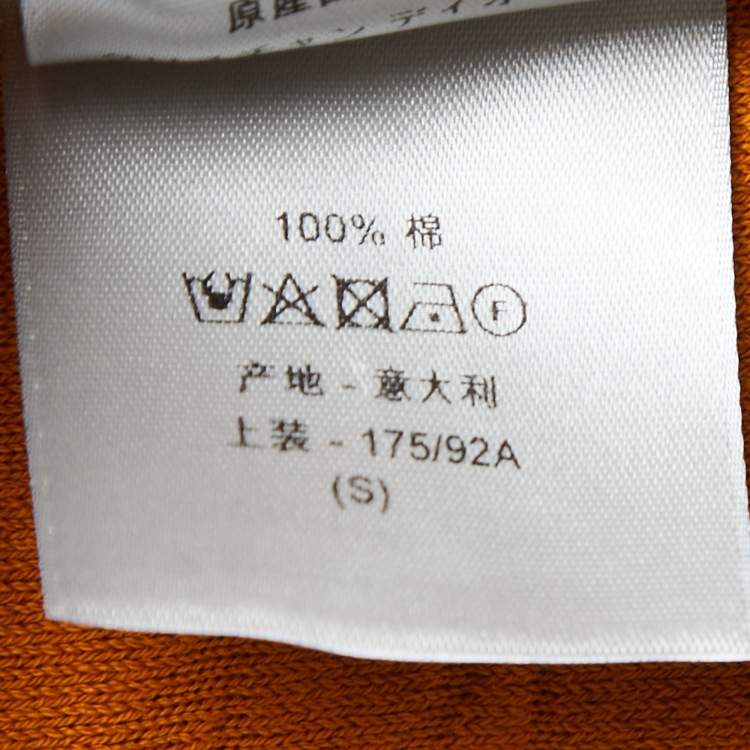 Pre Owned Dior Orange Oblique Monogram Jacquard Terry Short Sleeve Polo T-Shirt S