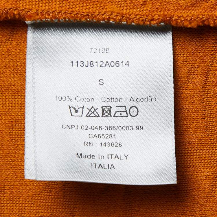 Pre Owned Dior Orange Oblique Monogram Jacquard Terry Short Sleeve Polo T-Shirt S