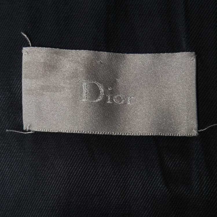 Pre Owned Dior Black Wool Blend Double Breasted Peacoat L