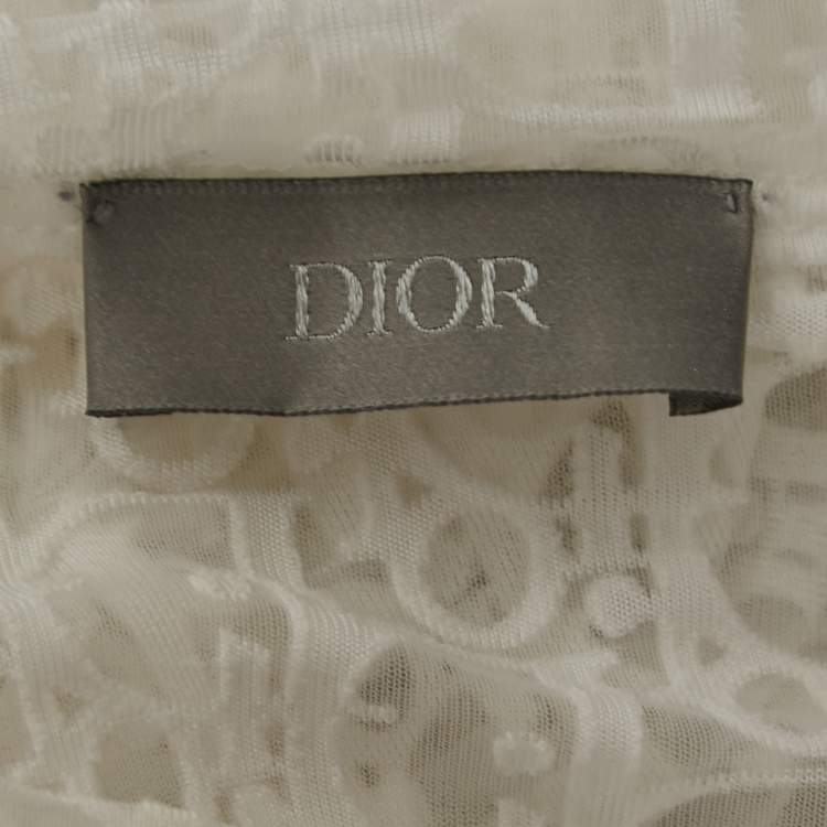 Pre Owned Dior White Oblique Sheer Long Sleeve T-Shirt S