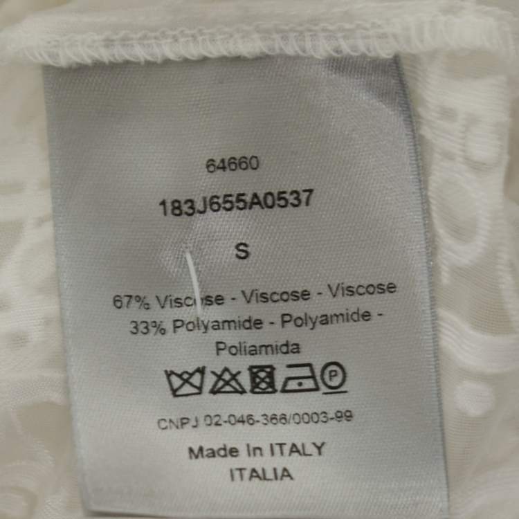 Pre Owned Dior White Oblique Sheer Long Sleeve T-Shirt S