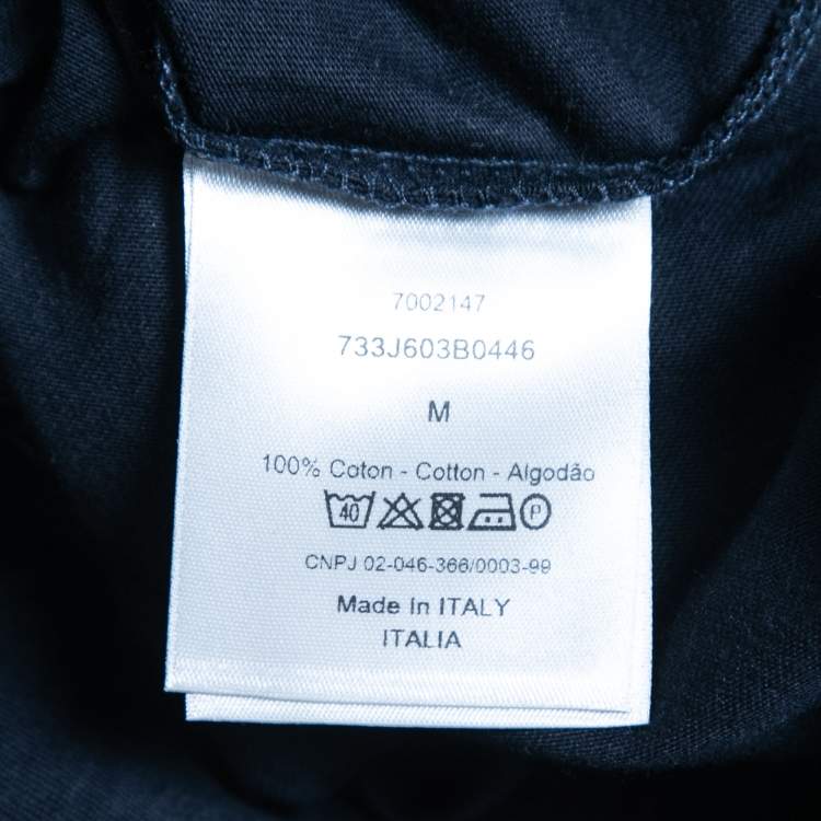 Pre Owned Dior Homme Navy Blue Bee Embroidered Cotton Crew Neck T-Shirt M