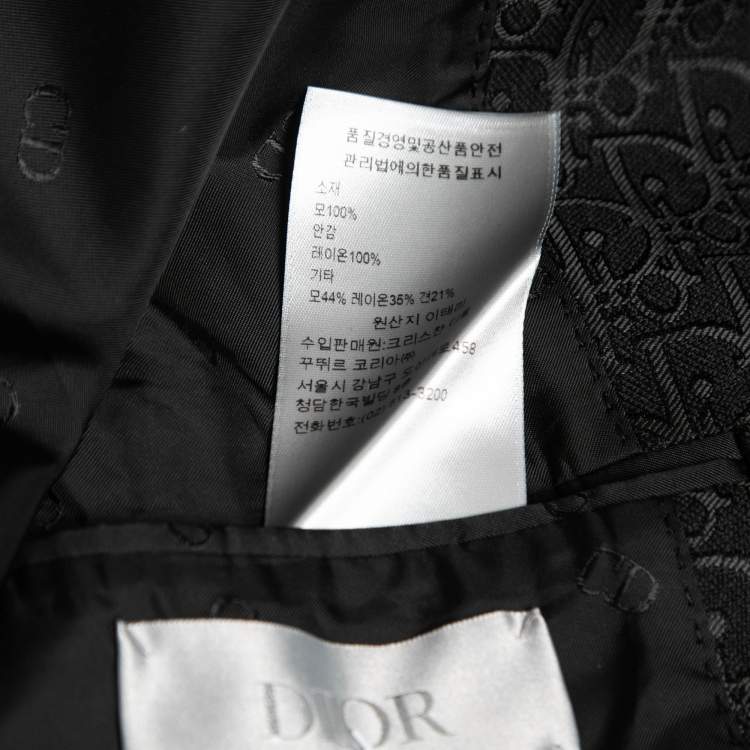 Pre Owned Dior Black Silk Monogram Detail Single Breasted Blazer L