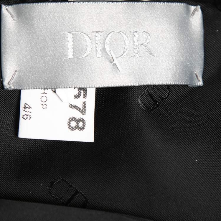 Pre Owned Dior Black Silk Monogram Detail Single Breasted Blazer L