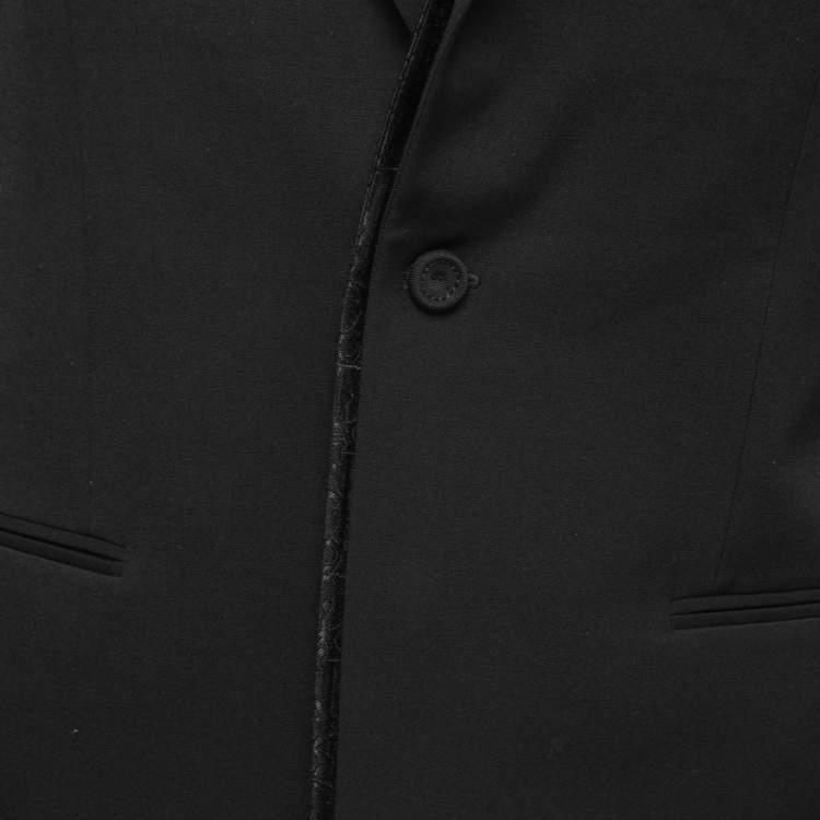 Pre Owned Dior Black Silk Monogram Detail Single Breasted Blazer L