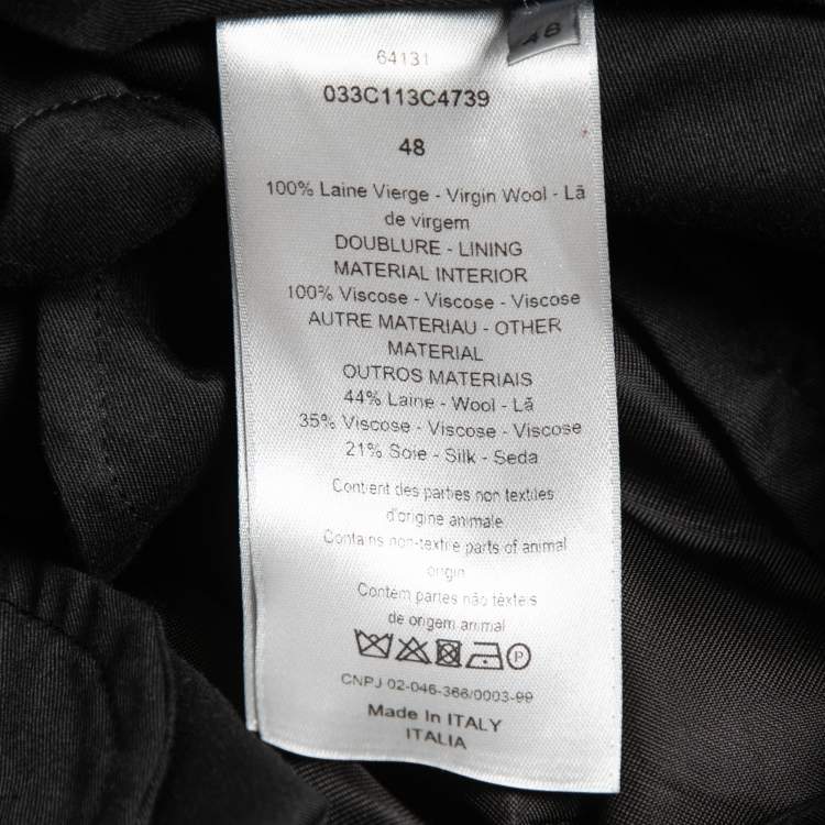 Pre Owned Dior Black Monogram Detail Waist Silk Trousers M