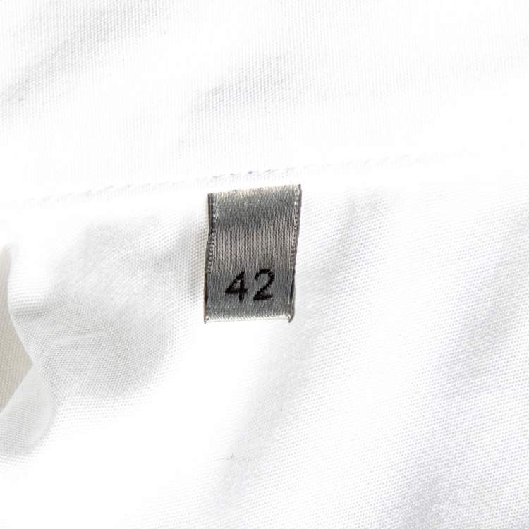 Pre Owned Dior Homme White Bee Embroidered Cotton Short Sleeve Shirt XL
