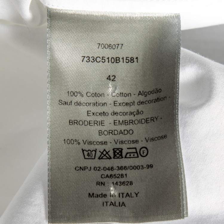 Pre Owned Dior Homme White Bee Embroidered Cotton Short Sleeve Shirt XL