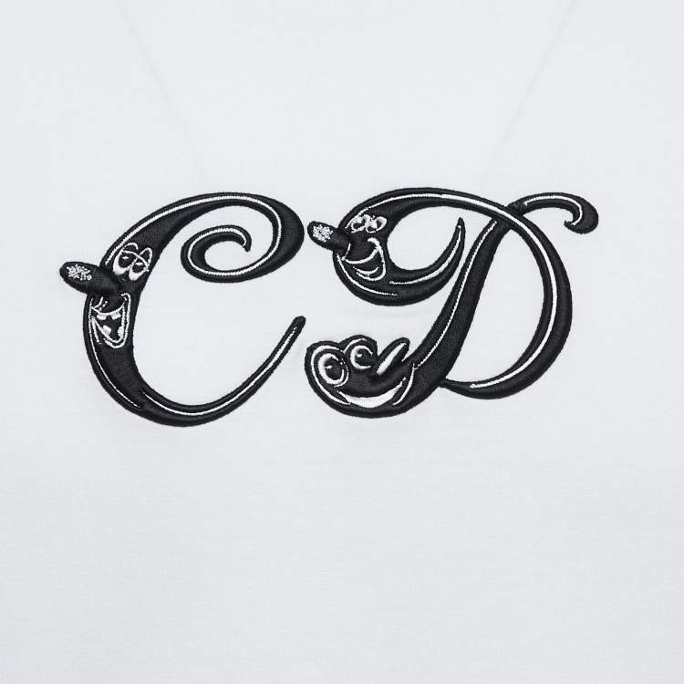 Pre Owned Dior White Logo Embroidered Cotton Crew Neck Half SleeveT-Shirt S