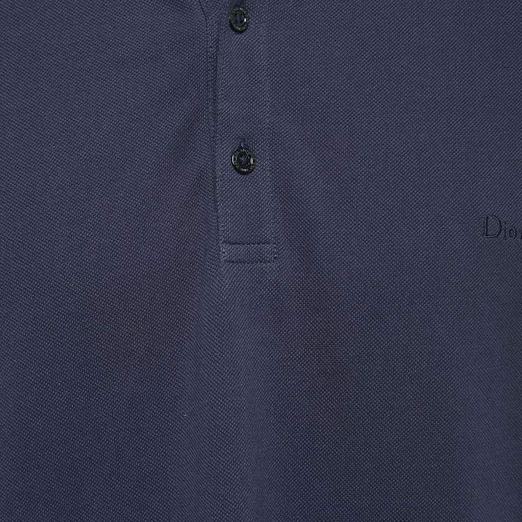 Pre Owned Dior Navy Blue Cotton Pique Polo T-Shirt XXL