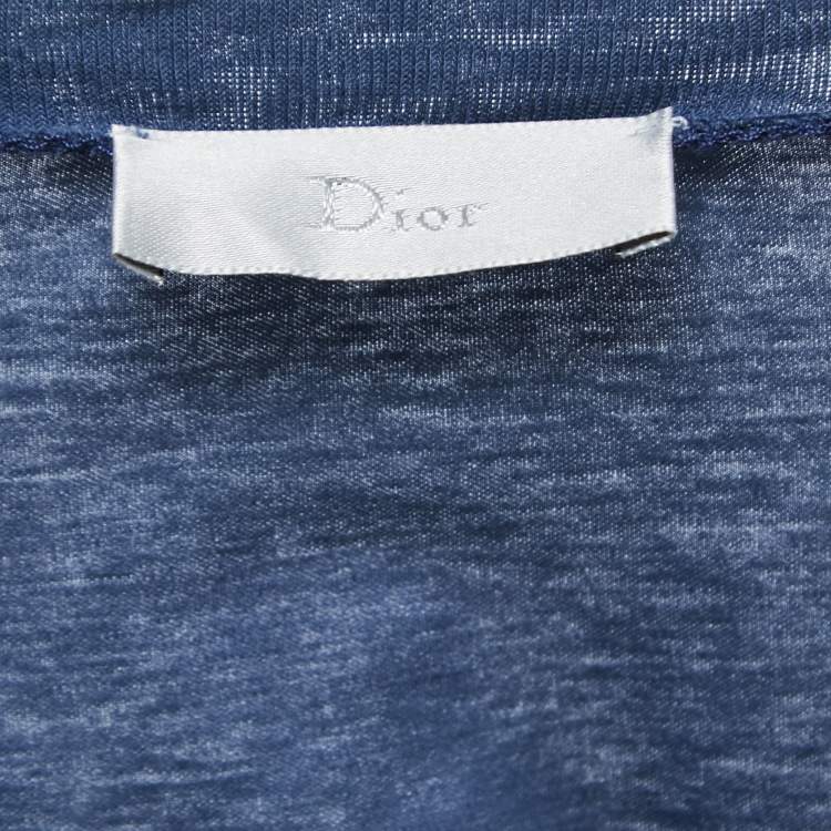 Pre Owned Dior Navy Blue Satin Sleeveless T-Shirt S