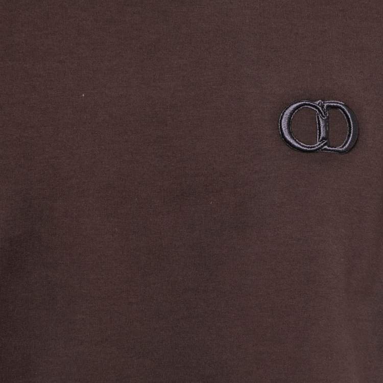 Pre Owned Dior Homme Brown Cotton CD Icon Embroidered Crew Neck T-Shirt M