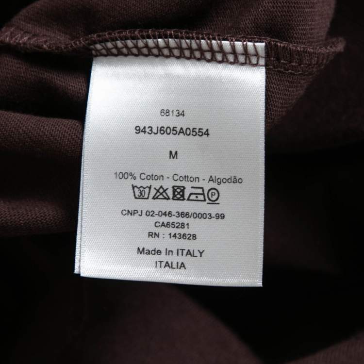 Pre Owned Dior Homme Brown Cotton CD Icon Embroidered Crew Neck T-Shirt M