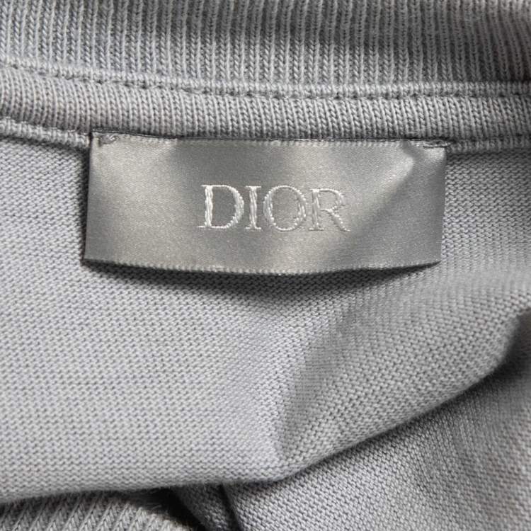 Pre Owned Dior Homme X Daniel Arsham Grey Eroded Logo Print Cotton Crew Neck T-Shirt M