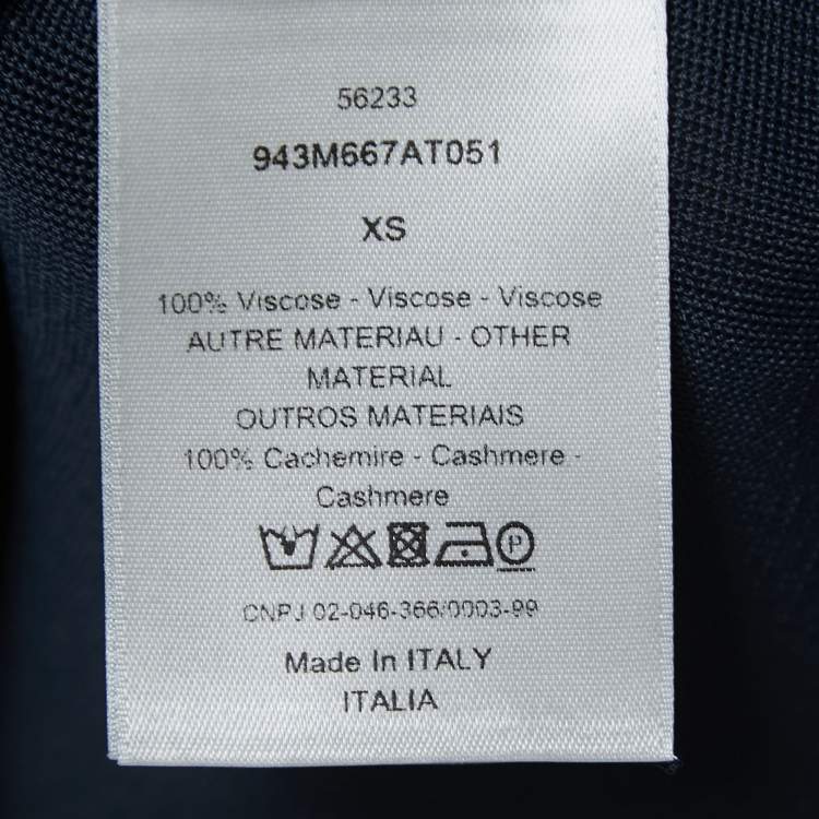Pre Owned Dior Navy Blue Knit Logo Intarsia High Neck Jumper XS