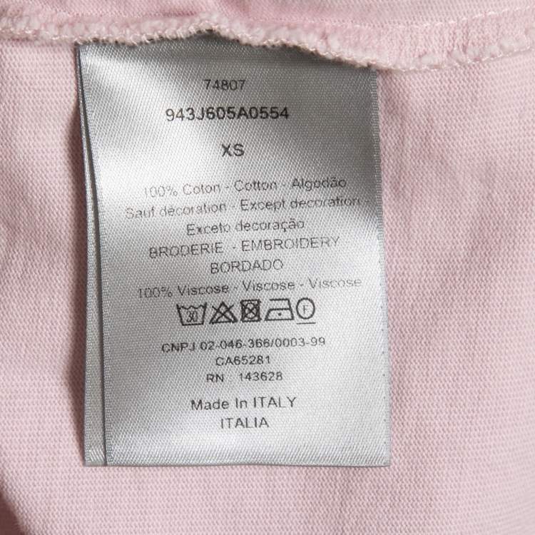 Pre Owned Dior Homme Pink Cotton CD Icon Embroidered Crew Neck T-Shirt XS