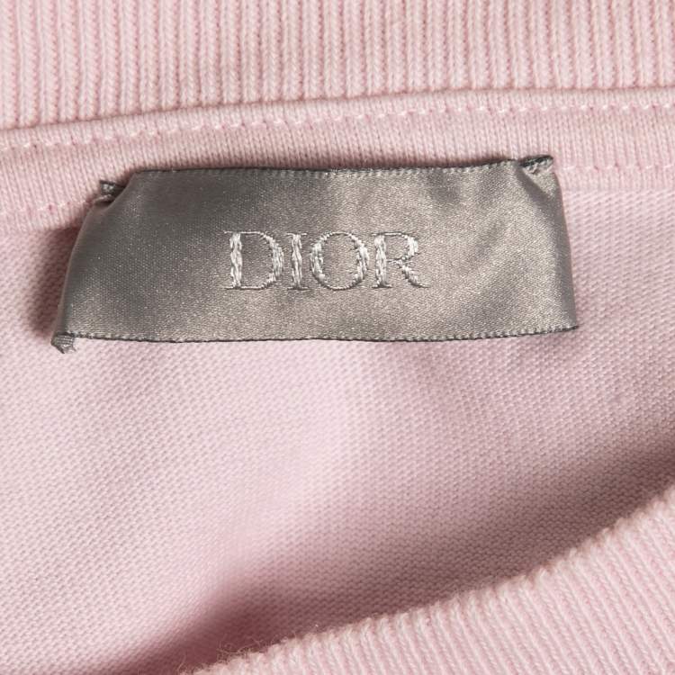 Pre Owned Dior Homme Pink Cotton CD Icon Embroidered Crew Neck T-Shirt XS