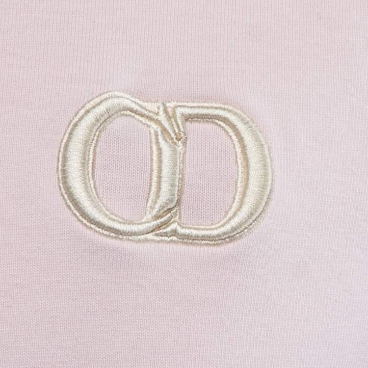 Pre Owned Dior Homme Pink Cotton CD Icon Embroidered Crew Neck T-Shirt XS