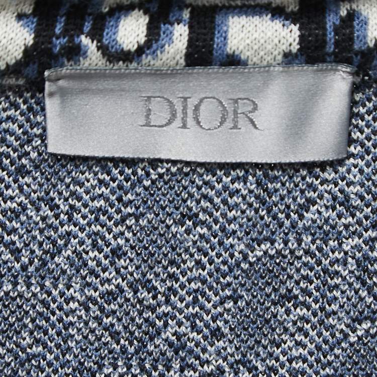 Pre Owned Dior Homme Navy Blue Dior Oblique Cotton Jacquard Overshirt M