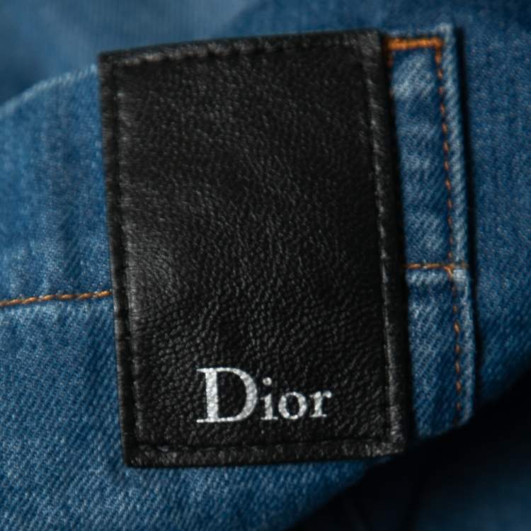 Pre Owned Dior Blue Denim Button Front Full Sleeve Shirt M