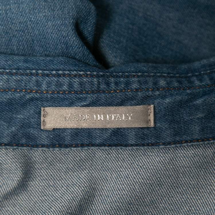 Pre Owned Dior Blue Denim Button Front Full Sleeve Shirt M