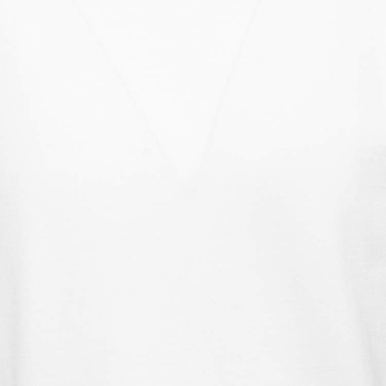 Pre Owned Dior White Cotton Logo Patterned Silk Trim Crew Neck Half Sleeve T-Shirt M