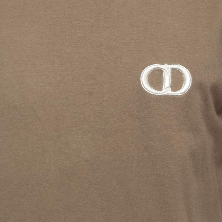 Pre Owned Dior Military Green Logo Embroidered Cotton Short Sleeve T-Shirt M
