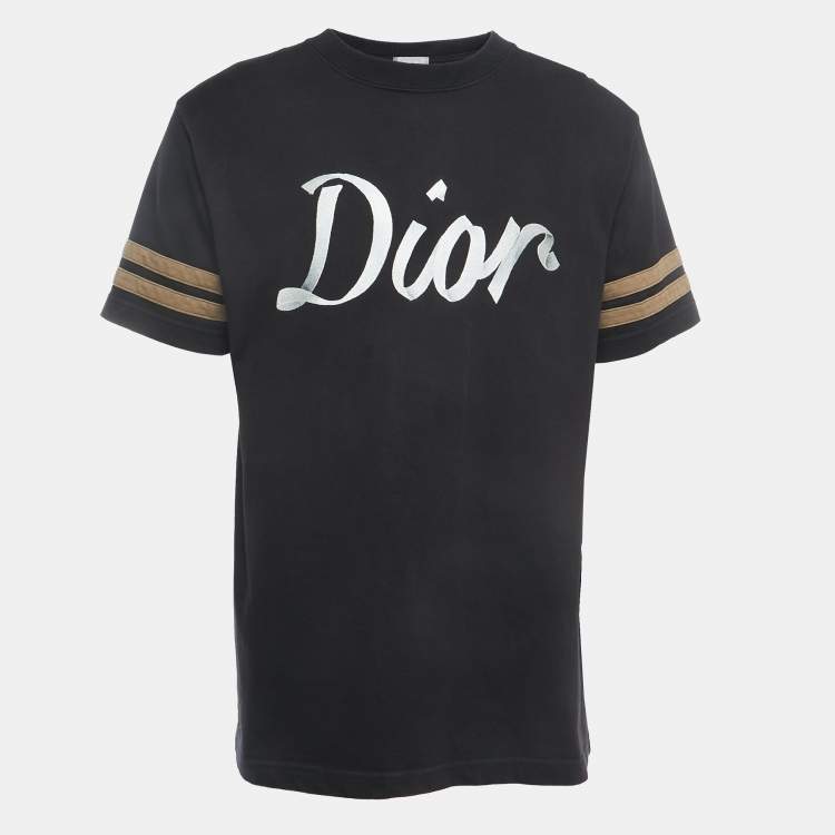 Dior Black Logo Embroidered Cotton Half Sleeve T-Shirt S Dior | The ...