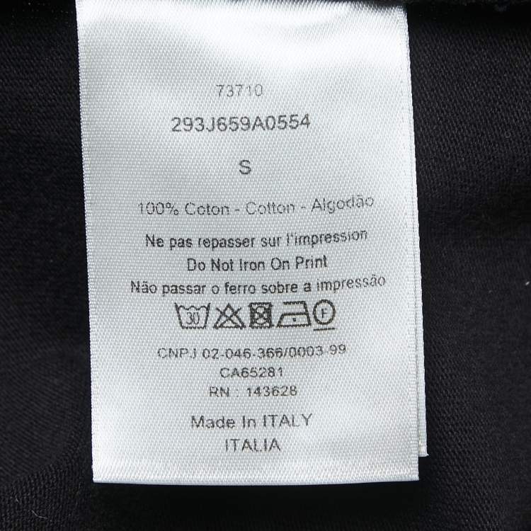Pre Owned Dior Black Logo Embroidered Cotton Half Sleeve T-Shirt S
