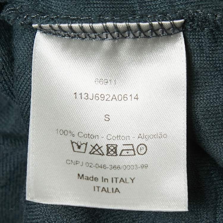 Pre Owned Dior Dark Green Oblique Patterned Terry Cotton Relaxed Fit T-Shirt S