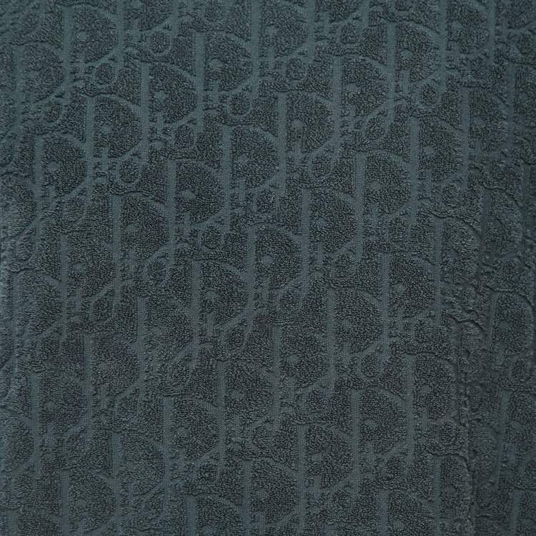 Pre Owned Dior Dark Green Oblique Patterned Terry Cotton Relaxed Fit T-Shirt S