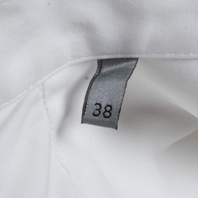 Pre Owned Dior White/Yellow Nylon Logo Embroidered Patch Button Front Full Sleeve Shirt S