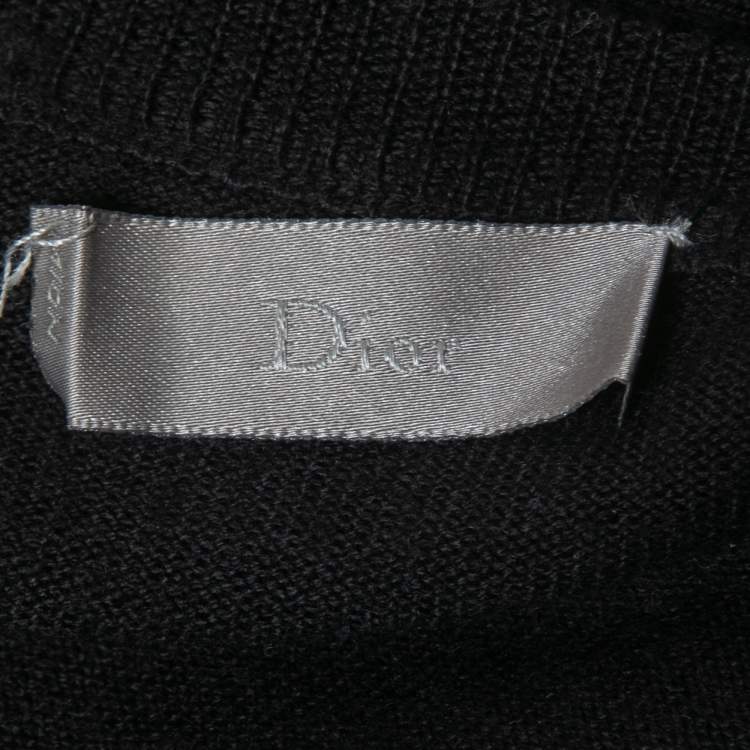 Pre Owned Dior Black Wool Button Front Cardigan L