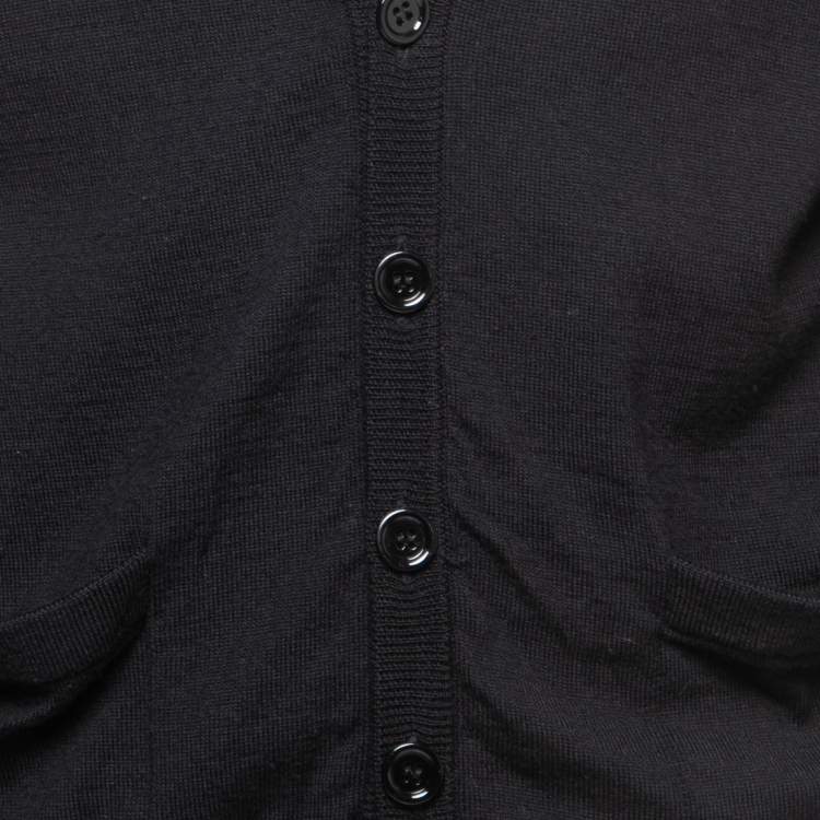 Pre Owned Dior Black Wool Button Front Cardigan L